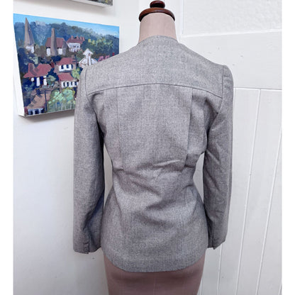 Hanae Mori designer grey wool jacket
