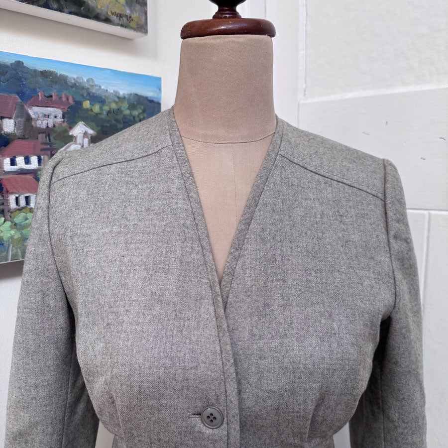 Hanae Mori designer grey wool jacket