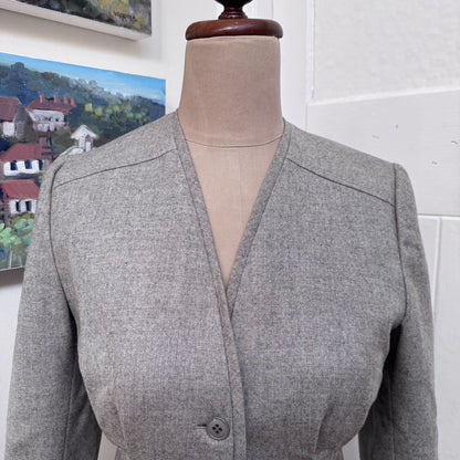 Hanae Mori designer grey wool jacket