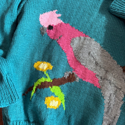 Teal Galah handknit jumper