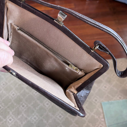 Ostrich leather vintage handbag