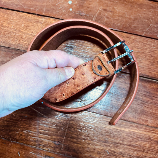 sz 38 tan ostrich leather belt
