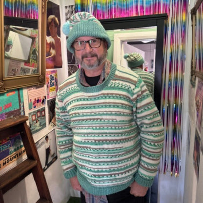 Stripey minty handknit jumper