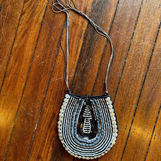 Black beaded shoulder bag