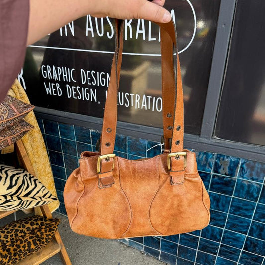 Italian brown leather shoulder bag