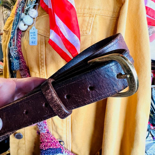 112cm old brown leather belt