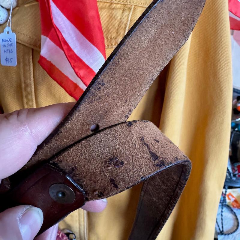 112cm old brown leather belt