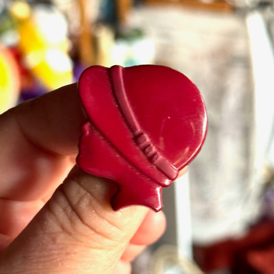 Maroon ladies portrait brooch