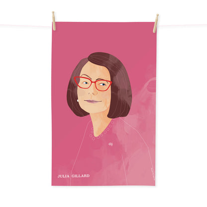 Julia Gillard teal portrait tea towel