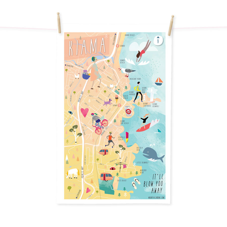 Kiama map tea towel