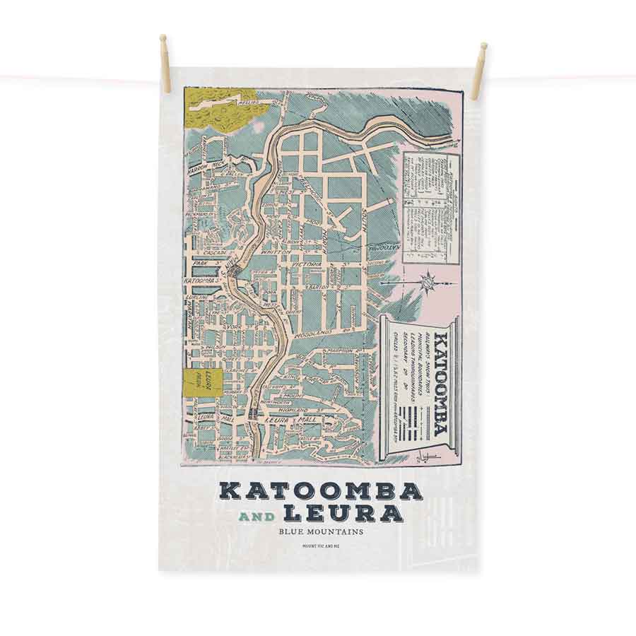 Katoomba vintage map tea towel