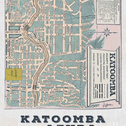 Katoomba vintage map tea towel