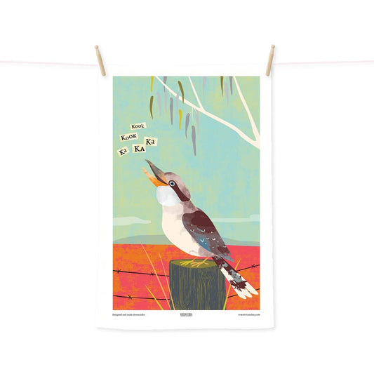 Kookaburra tea towel