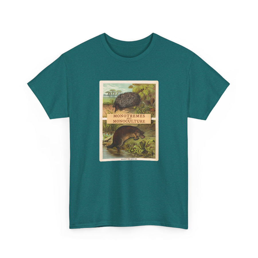 Monotremes not Monoculture cotton t shirt