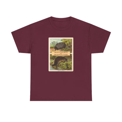 RTS Monotoremes not monoculture maroon t shirt