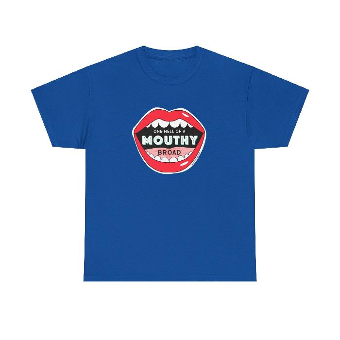 Mouthy Broad t shirt royal blue