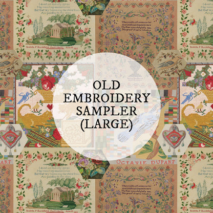 Fabric : Old embroidery sampler large