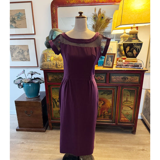 sz XL Bettie Page purple wiggle dress