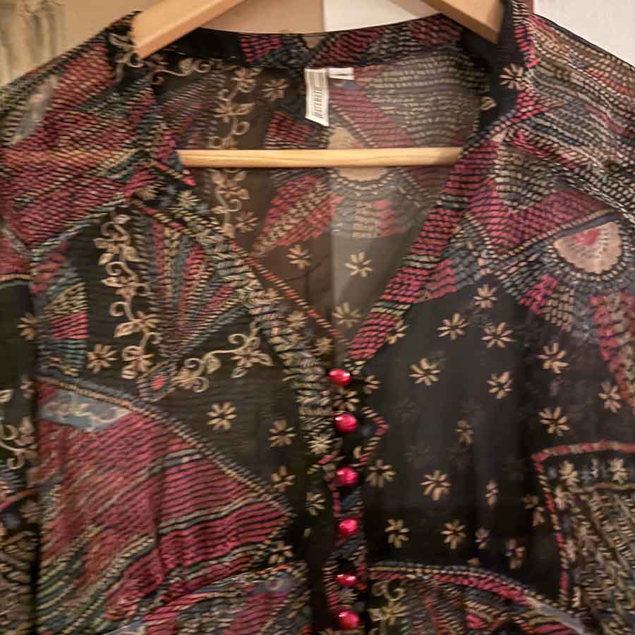 sz 10 dark floral silk blouse