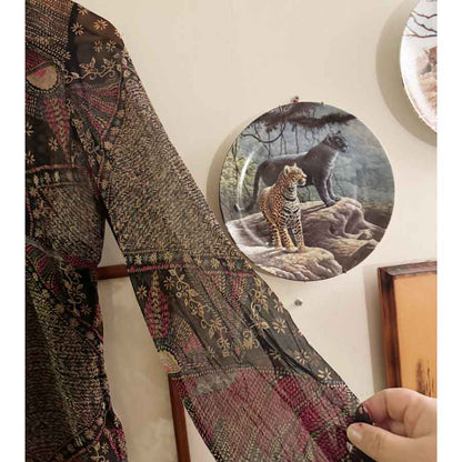 sz 10 dark floral silk blouse