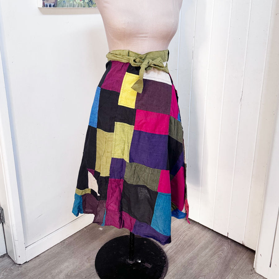 Patchwork wraparound skirt