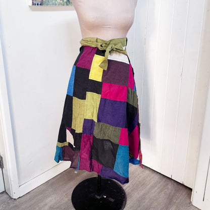 Patchwork wraparound skirt