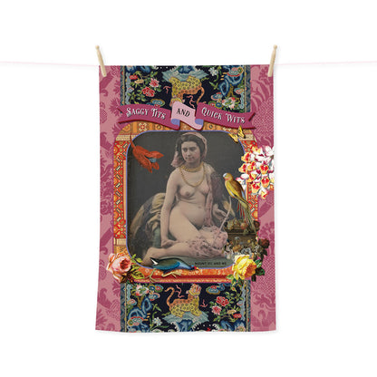 PRE ORDER Saggy tits and quick wits tea towel