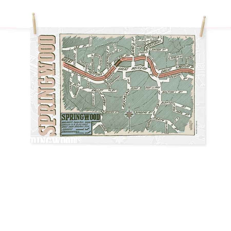 Springwood vintage map tea towel – Mount Vic and Me
