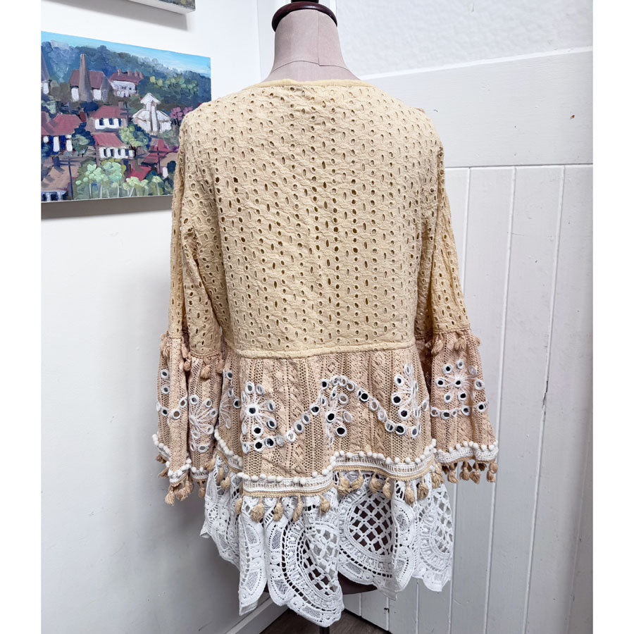 sz M-L Talisman boho gypsy blouse