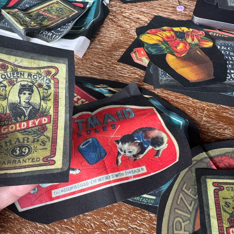 Sewing vintage fussy cut fabric pack