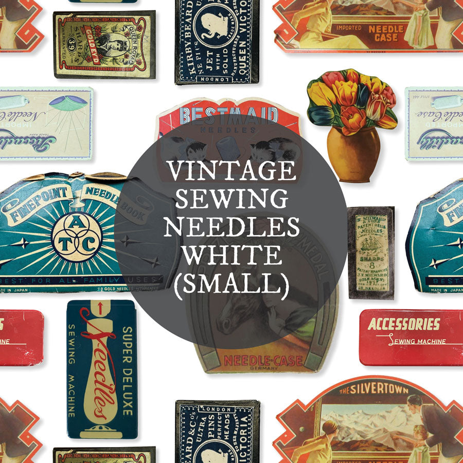 Fabric : Vintage Sewing Needles white (small)