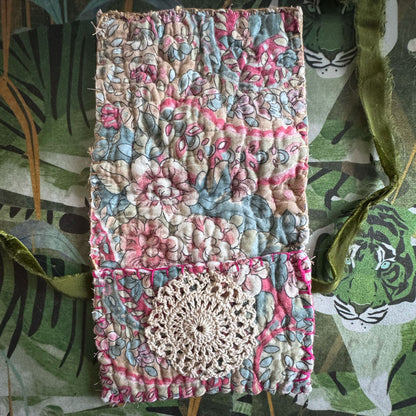 Velvet lace slow stitched purse