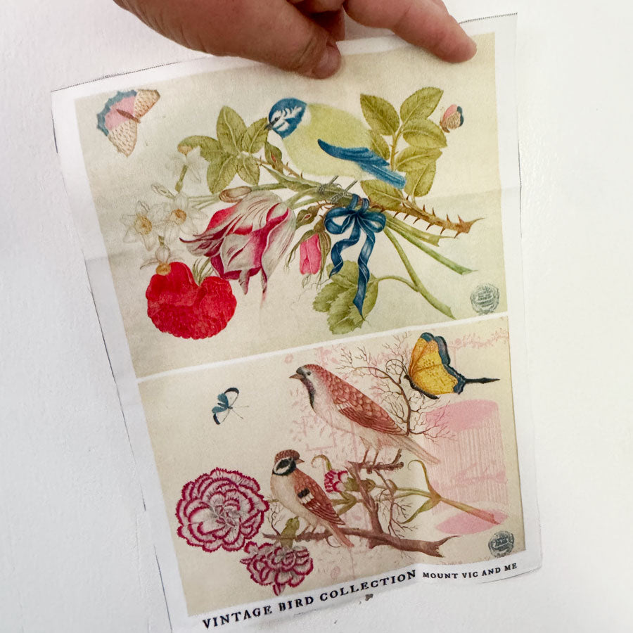 Vintage Birds cotton poplin panel