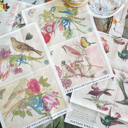 Vintage Birds cotton poplin panel