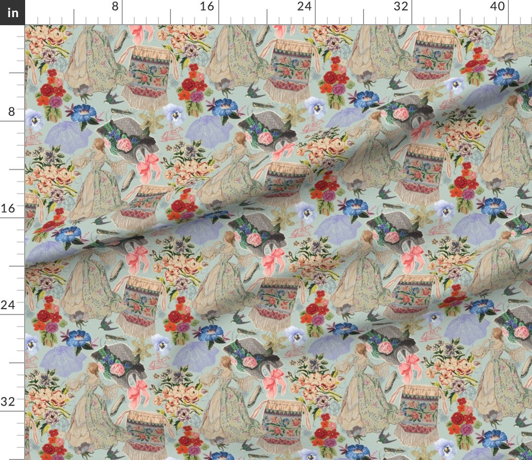 Fabric : Vintage Romance duck egg blue