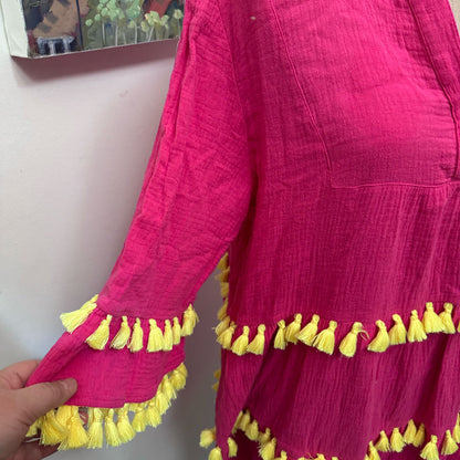 sz XL hot pink tassel dress