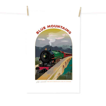 All aboard Blue Mountains tea towel