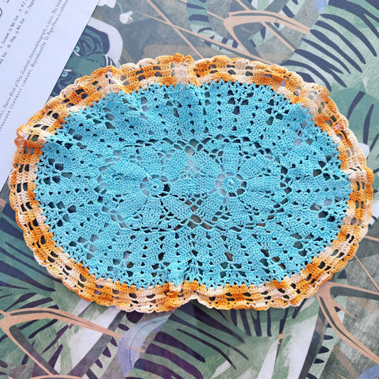 Aqua crazy doily