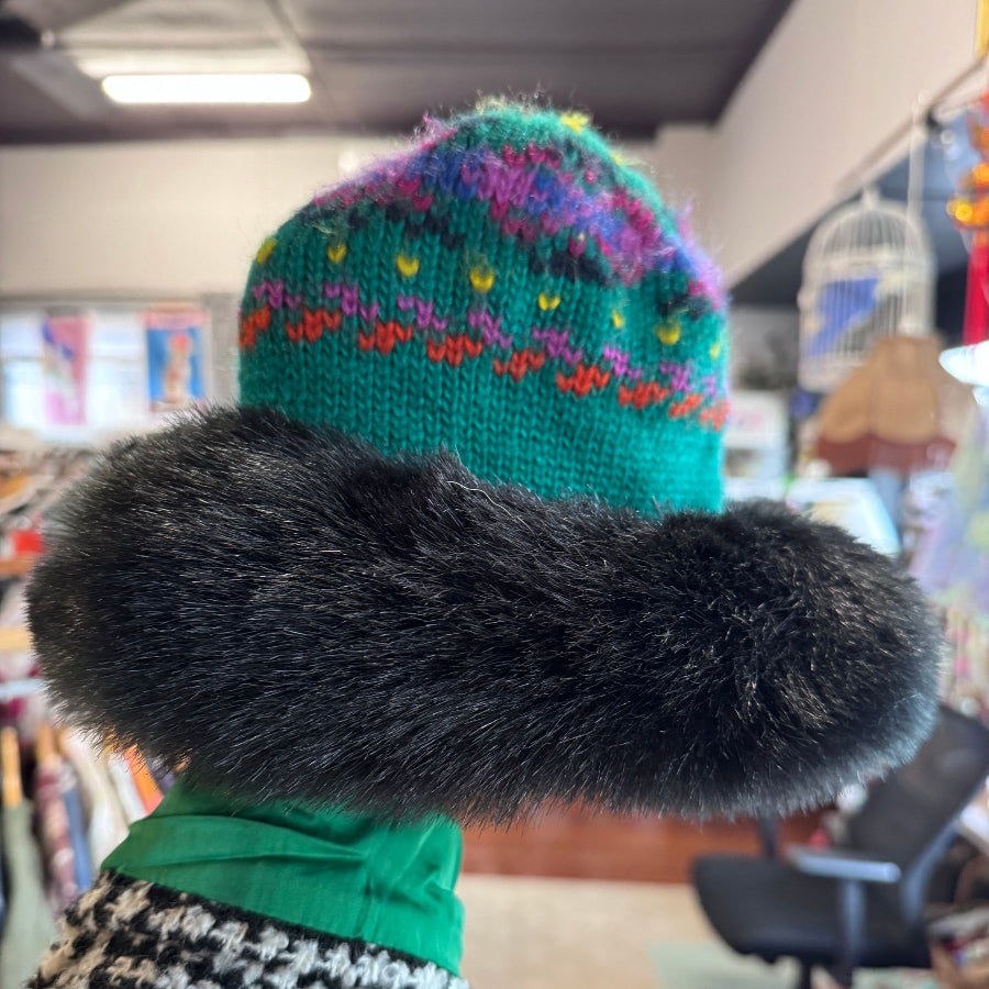 Funky retro green winter hat