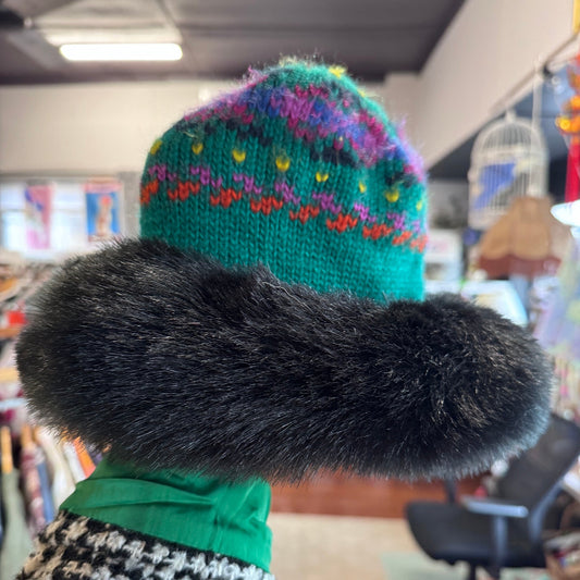 Funky retro green winter hat