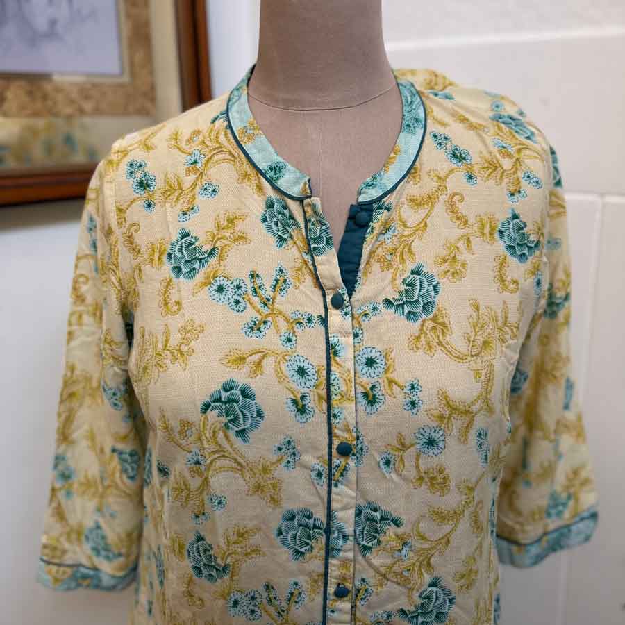 sz XL yellow blue floral kurta top
