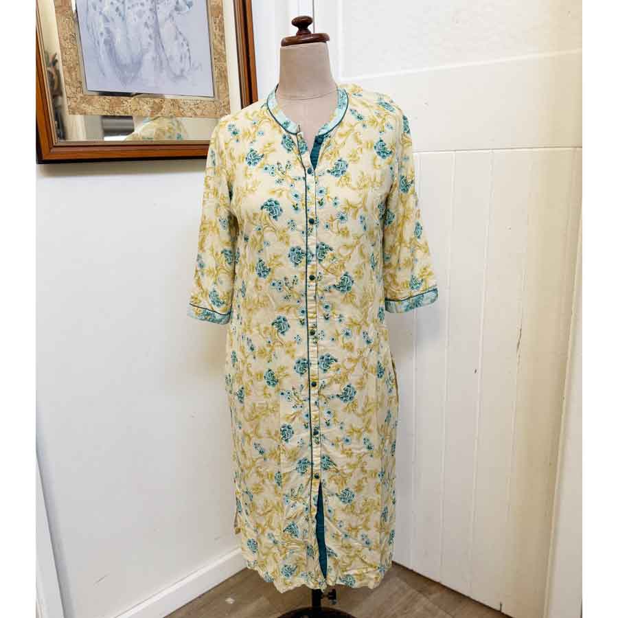 sz XL yellow blue floral kurta top