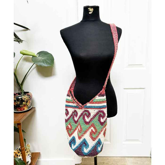 large knit cotton shoulder bag