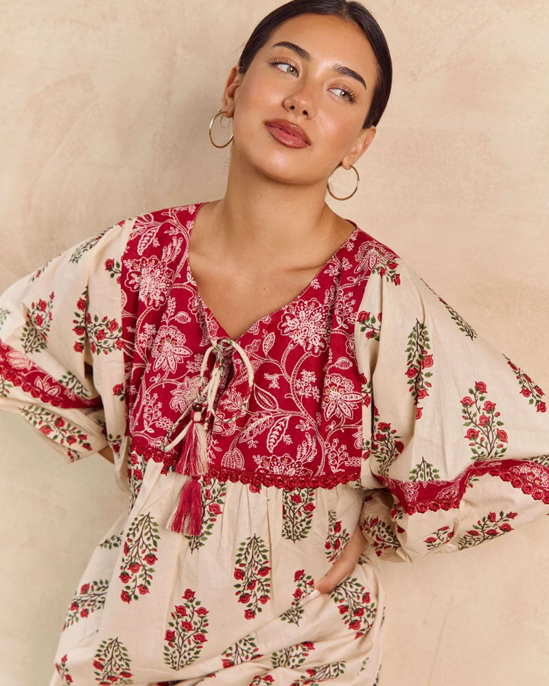 Bahamas dress rose garden embroidery 1XL-4XL
