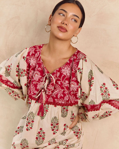 Bahamas dress rose garden embroidery 1XL-4XL
