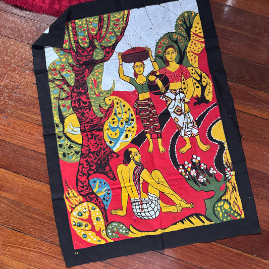 Balinese batik fabric panel