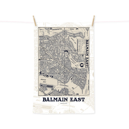 Balmain East NSW vintage map tea towel