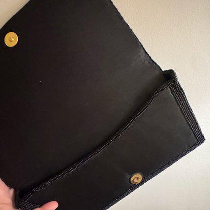 Black beaded clutch purse