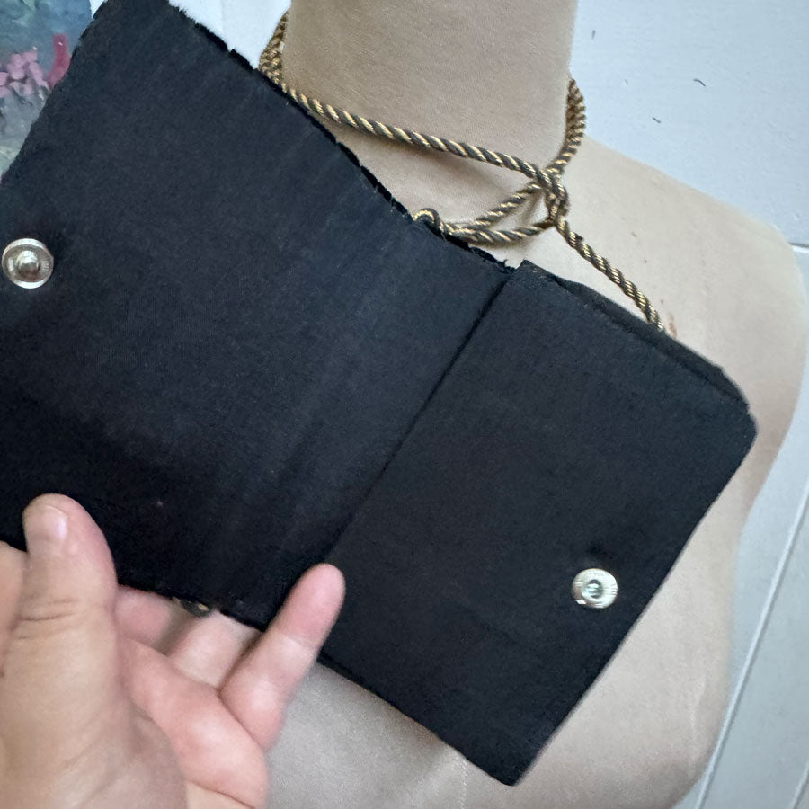 Black velvet beaded bag