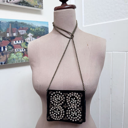 Black velvet beaded bag